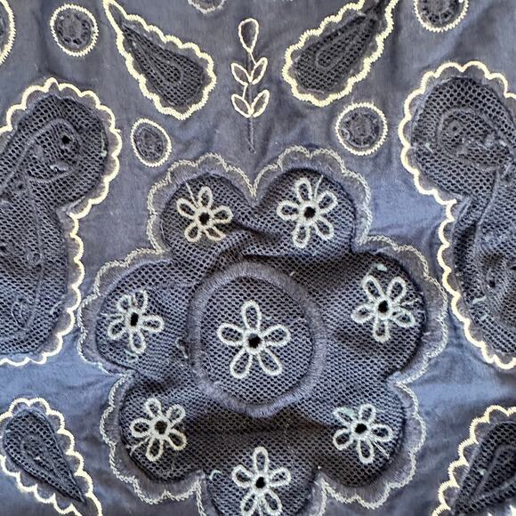 SEA Blue Eyelet Full Midi Skirt SIZE 4 Embroidered Prairie Western Designer $485 - Picture 13 of 13